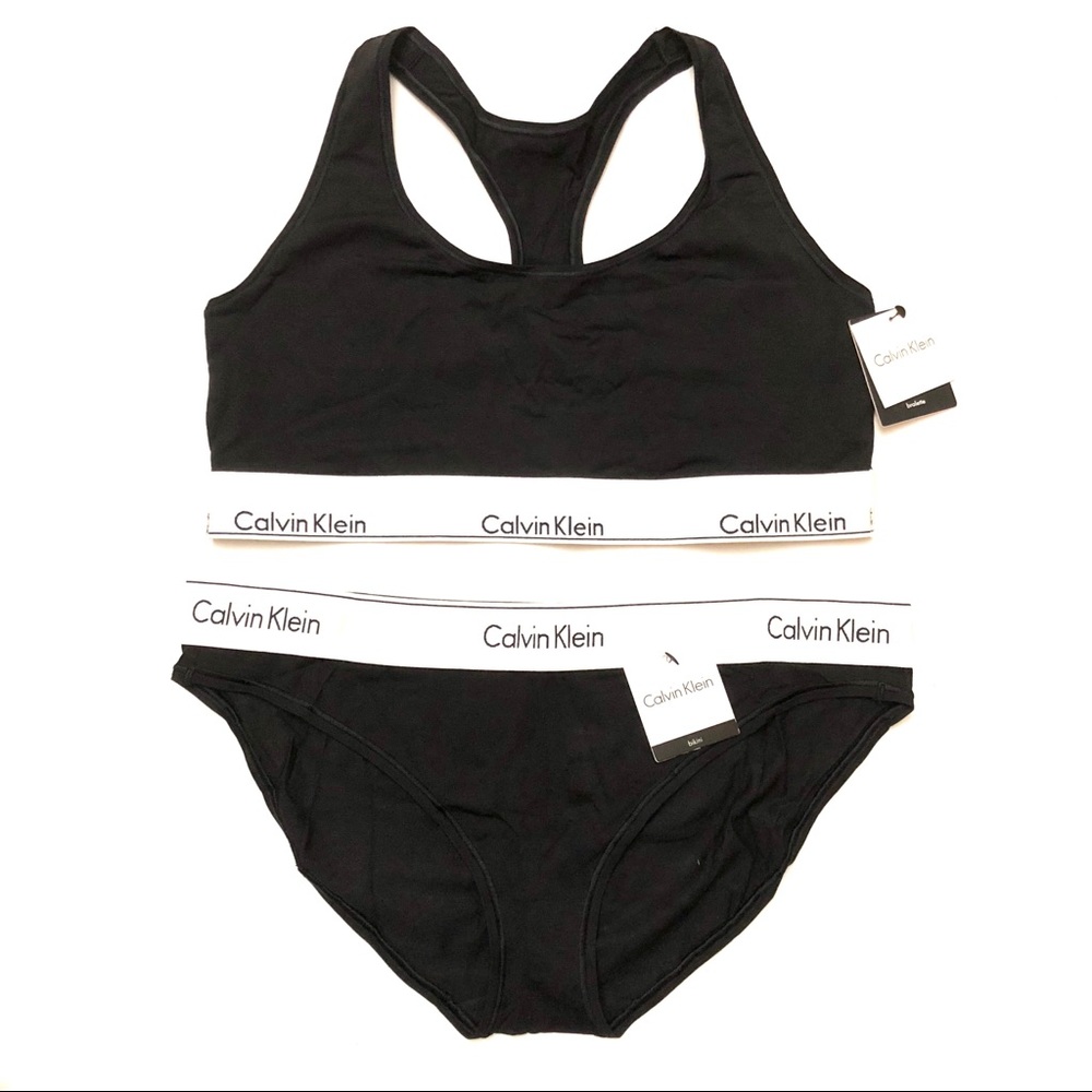 Calvin Klein Cotton Bralette and Bikini set-Black - Picture 3 of 8